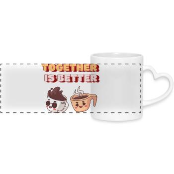 Coffee design is better together - Panoramic mug with heart handle - white - Front