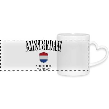 Souvenir Amsterdam, elegant design Amsterdam - Panoramic mug with heart handle - white - Front