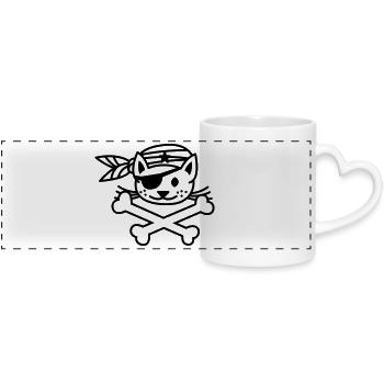 pirate kitty - Panoramatasse mit Herzhenkel - Weiß - Vorne