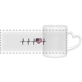 Amerika Herzschlag USA Geschenk fuer Amerikaner - Panoramatasse mit Herzhenkel - Weiß - Vorne