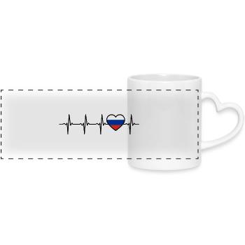 Russland Herzschlag Geschenk für Russen - Panoramatasse mit Herzhenkel - Weiß - Vorne