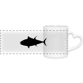 Thunfisch Silhouette Fisch Hochseeangeln Angeln - Panoramatasse mit Herzhenkel - Weiß - Vorne