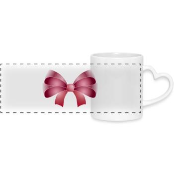 Elegant bow in pink - Panoramic mug with heart handle - white - Front
