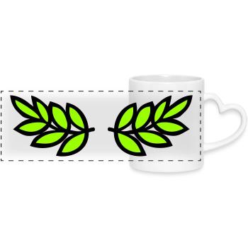 Laurel wreath - Panoramic mug with heart handle - white - Front