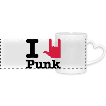 j'aime le punk - J'aime le punk - Mug panoramique avec anse en forme de cœur - blanc - Devant