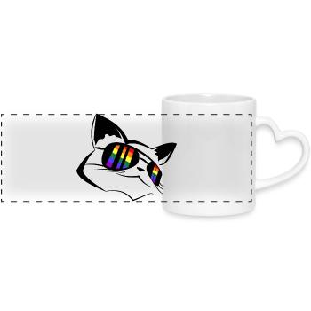 Pride Chat LGBT - Mug panoramique avec anse en forme de cœur - blanc - Devant