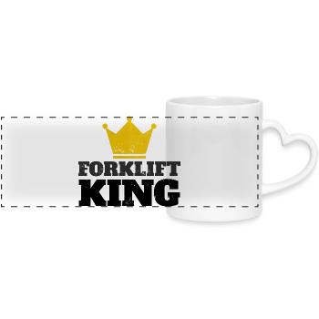 Forklift King - Panoramic mug with heart handle - white - Front