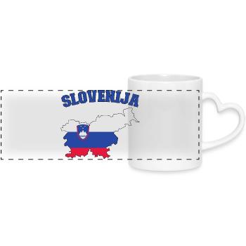 Slowenien Flagge Landkarte - Panoramatasse mit Herzhenkel - Weiß - Vorne