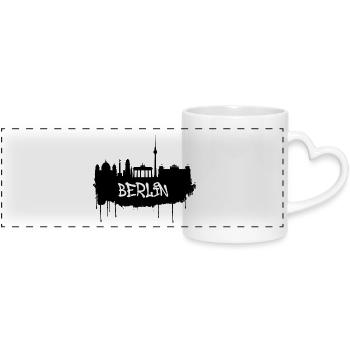 Berlin Graffiti Skyline - Panoramic mug with heart handle - white - Front