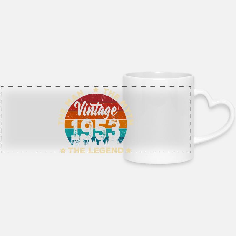 Vintage 1953 Legend Retro Tee - Panoramic mug with heart handle - white
