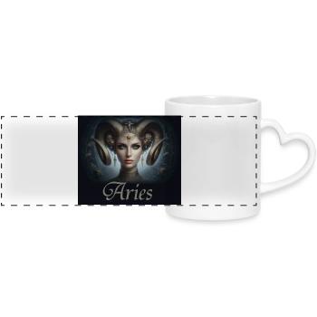 Aries -  Sternzeichen Widder - Panoramatasse mit Herzhenkel - Weiß - Vorne