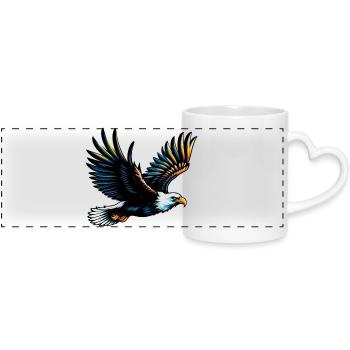 Eagle - Panoramic mug with heart handle - white - Front