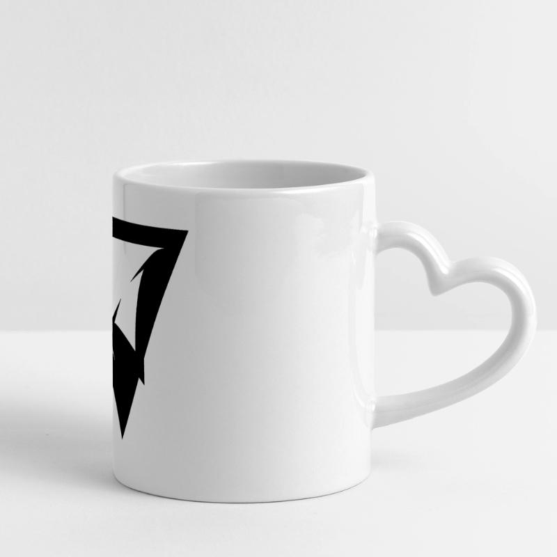 TRIANGLE PATCH Panoramic mug with heart handle