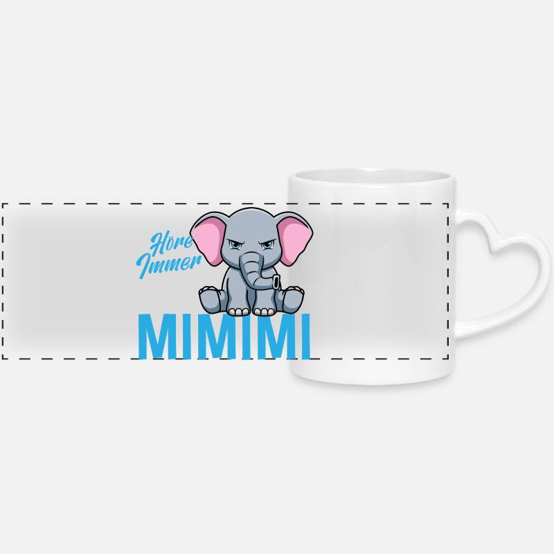 Ich Höre Immer Nur Ein Mimimi Elefant - Panoramatasse mit Herzhenkel - Weiß