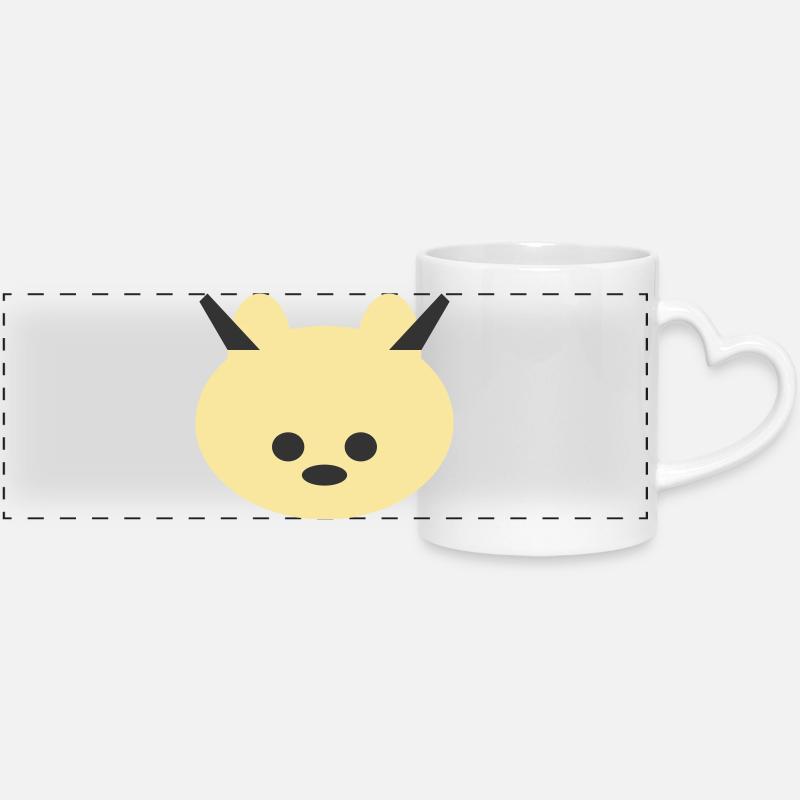 Horned Bear Cuddly Icon - Panoramic mug with heart handle - white