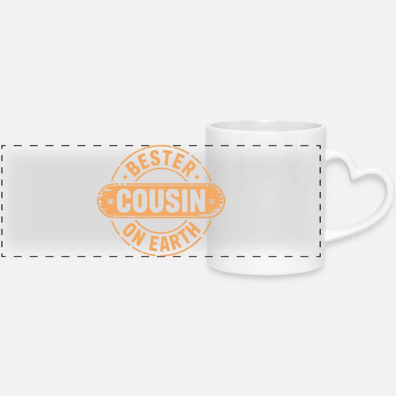 Bester Cousin - Panoramatasse mit Herzhenkel - Weiß