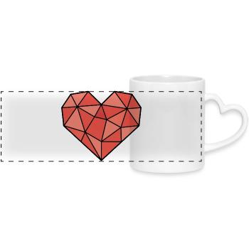 Geometric Heart Low Poly Modern Vector - Panoramic mug with heart handle - white - Front