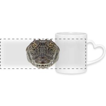 Crocodile Portrait Detail Wildlife Design - Panoramic mug with heart handle - white - Front