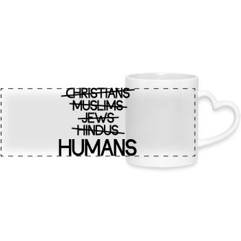 Les humains avant la religion - Message - Mug panoramique avec anse en forme de cœur - blanc - Devant