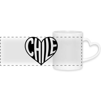 Typographie du cœur chilien - Mug panoramique avec anse en forme de cœur - blanc - Devant