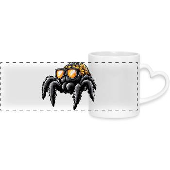 Tarantula Comic Urlaub - Panoramatasse mit Herzhenkel - Weiß - Vorne