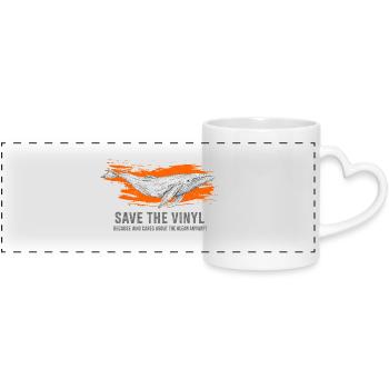 Art de sauvetage de baleines et vinyles - Mug panoramique avec anse en forme de cœur - blanc - Devant