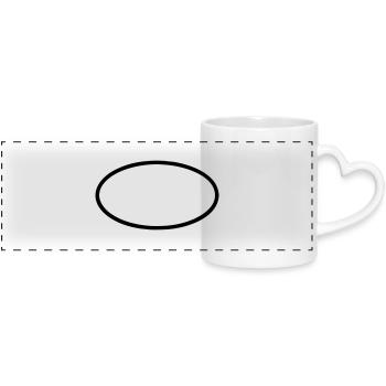 Ovale (à personnaliser) - Mug panoramique avec anse en forme de cœur - blanc - Devant