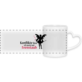 I resolve conflicts usually with fairy dust - Panoramic mug with heart handle - white - Front