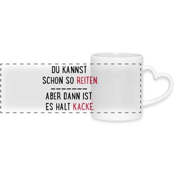 kacke reiten - Panoramatasse mit Herzhenkel - Weiß - Vorne