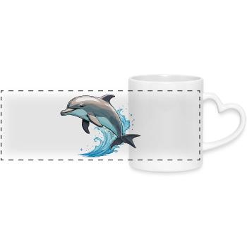 Dauphin - Mignon Ocean Pet Design - Mug panoramique avec anse en forme de cœur - blanc - Devant