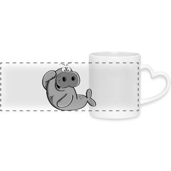 Funny Manatee - manatees - walrus - sea lion - Panoramic mug with heart handle - white - Front