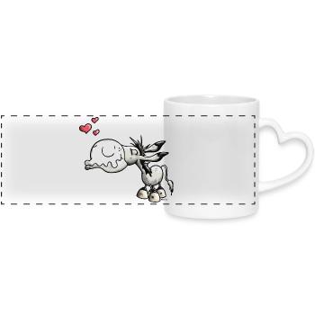 âne amoureux - Mug panoramique avec anse en forme de cœur - blanc - Devant