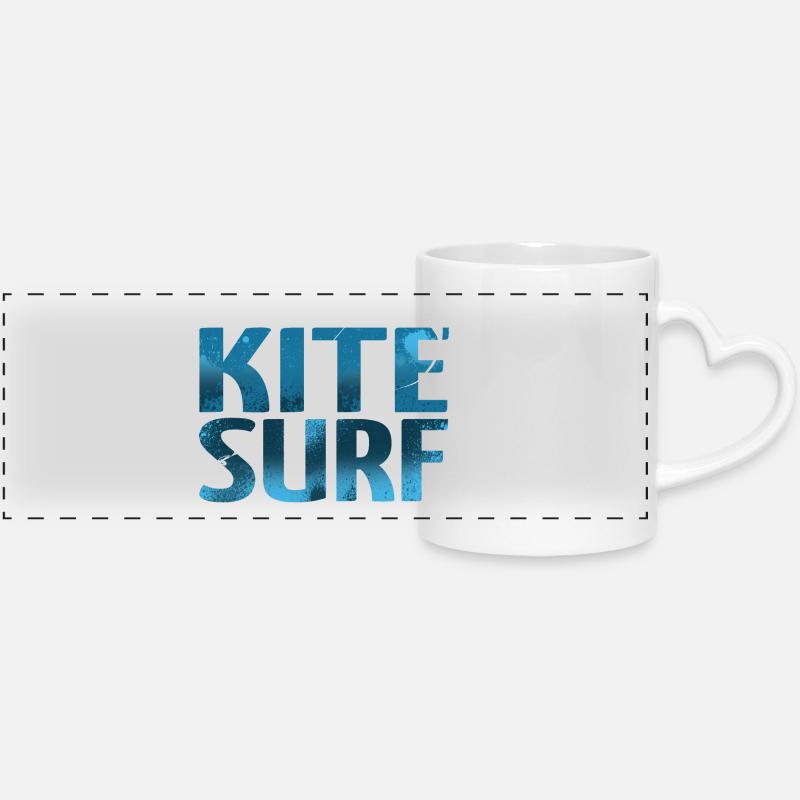KITESURF 2021 blue - Panoramic mug with heart handle - white
