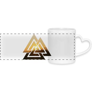 Valknut Wotansknoten Valhalla Sun - Panoramic mug with heart handle - white - Front