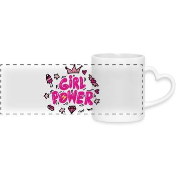 Girl Power Pink Neon Typografie - Panoramatasse mit Herzhenkel - Weiß - Vorne