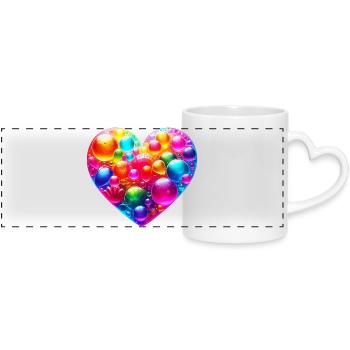 Colorful Heart - Panoramic mug with heart handle - white - Front