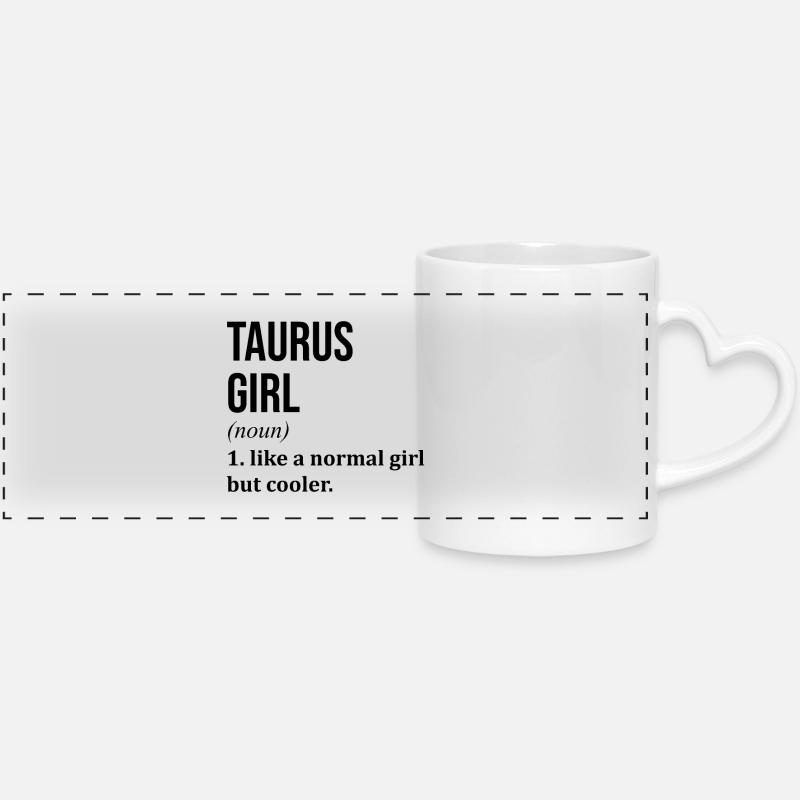Taurus - Panoramic mug with heart handle - white