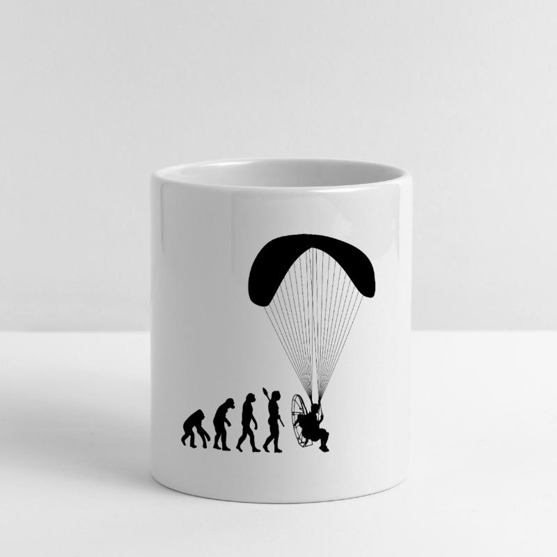 Paramotoring Human Evolution Funny Panoramic mug with heart handle