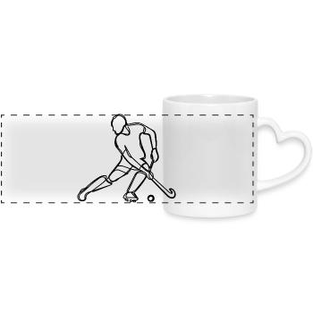 Field hockey players - Panoramic mug with heart handle - white - Front
