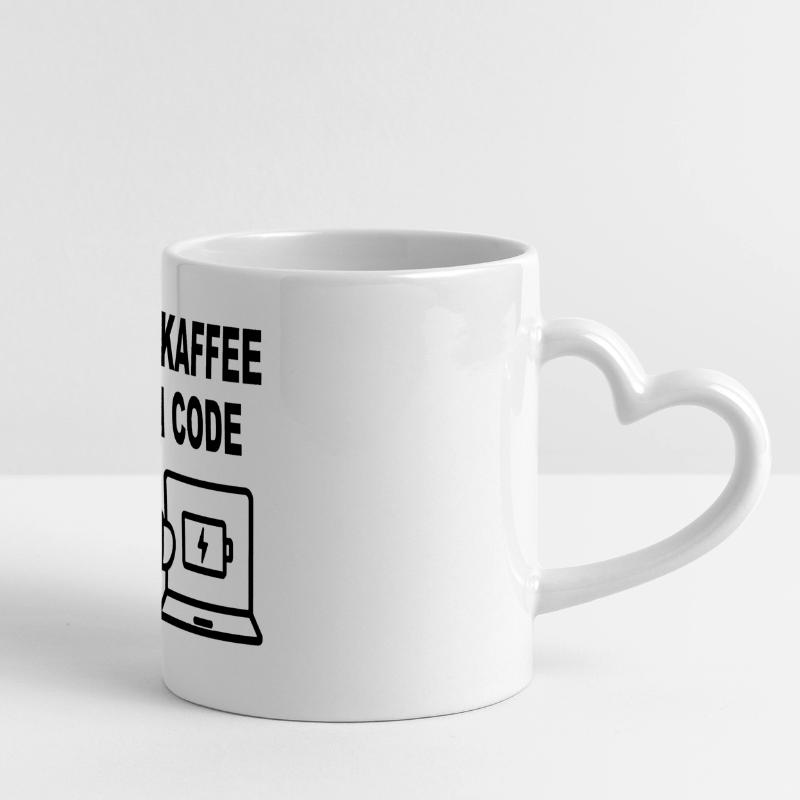 Kein Kaffee Kein Code - Conception de programmeur amusant Mug panoramique avec anse en forme de cœur