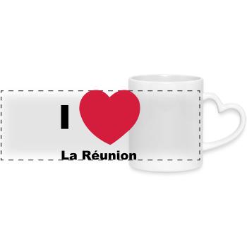 Ich liebe La Réunion - Panoramatasse mit Herzhenkel - Weiß - Vorne