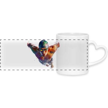 Water Float Color Explosion - Panoramic mug with heart handle - white - Front