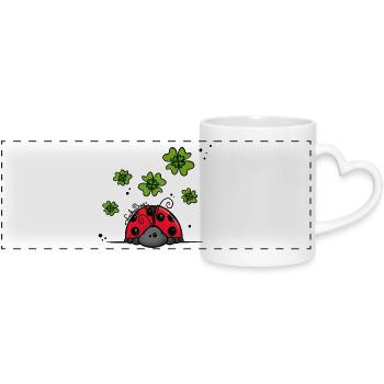 Coccinelle avec trèfle porte-bonheur - Mug panoramique avec anse en forme de cœur - blanc - Devant
