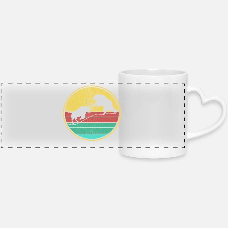Bull vs Bear Retro - Panoramic mug with heart handle - white