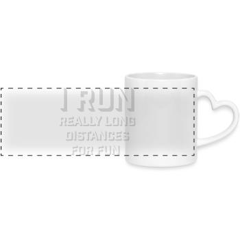 Je cours de très longues distances pour un marathon amusant - Mug panoramique avec anse en forme de cœur - blanc - Devant