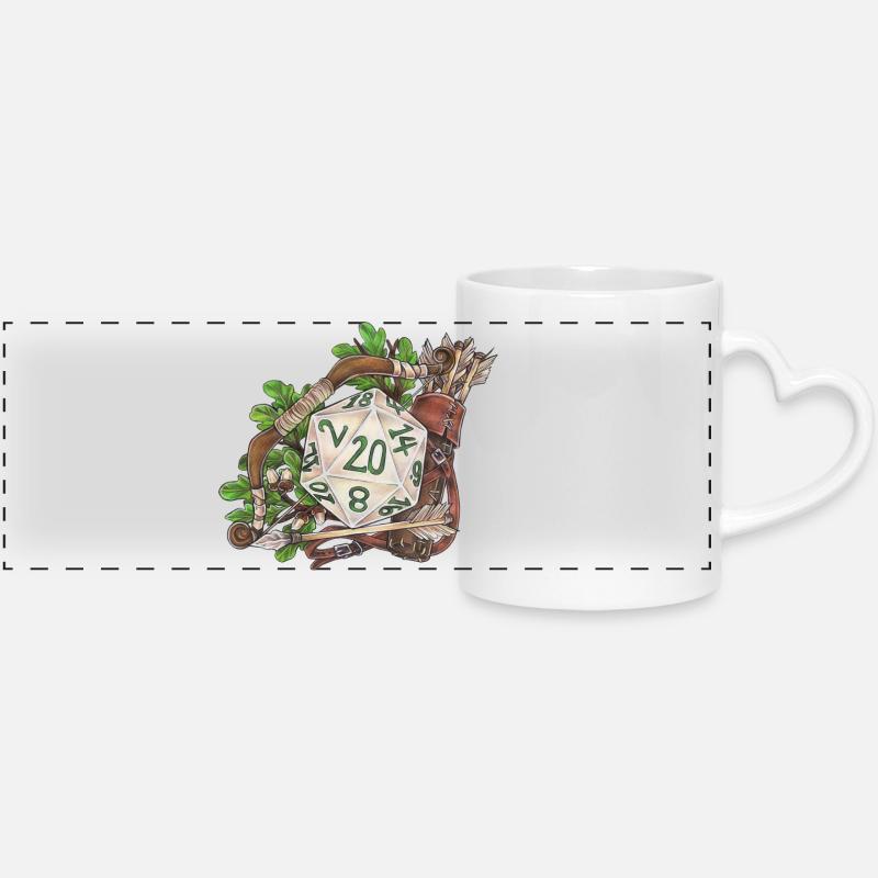 RPG Tabletop D20 Dice Gift Ranger - Panoramic mug with heart handle - white