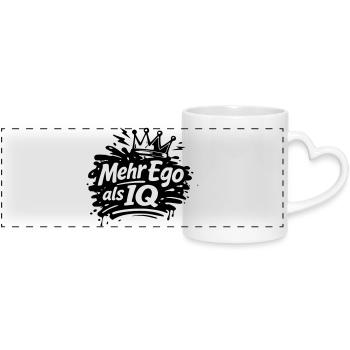 Plus d’ego que de QI - Mug panoramique avec anse en forme de cœur - blanc - Devant