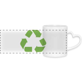 Recycling Arrows Icon - Panoramic mug with heart handle - white - Front