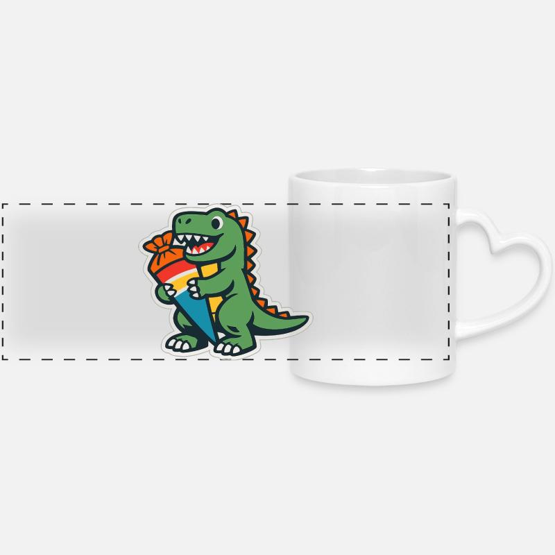 Schoolchild Dino School Enrollment Gift - Panoramic mug with heart handle - white