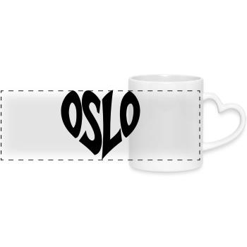 Oslo - Norway Lettering - Panoramic mug with heart handle - white - Front